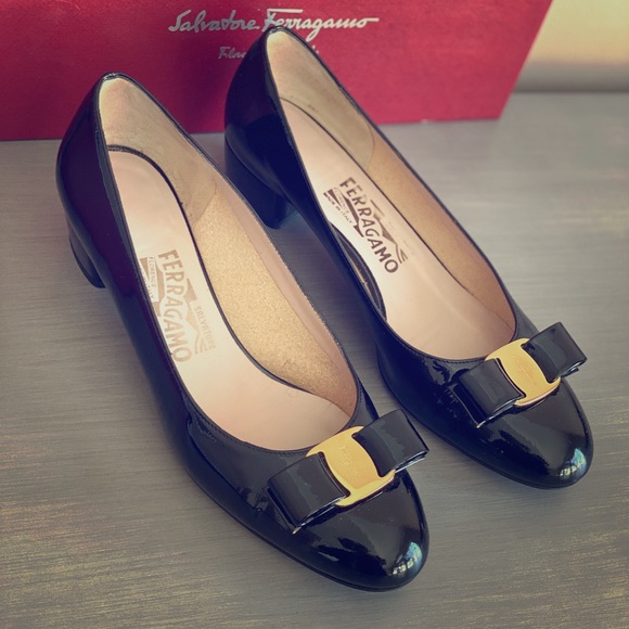 Salvatore Ferragamo Shoes - (SOLD) Salvatore Ferragamo Vara Bow Patent Leather Pumps